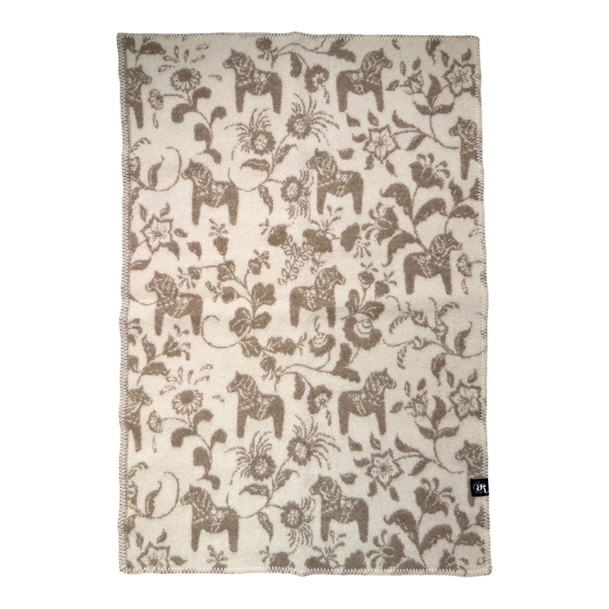 Barnfilt Beige Dalahästar och Kurbits